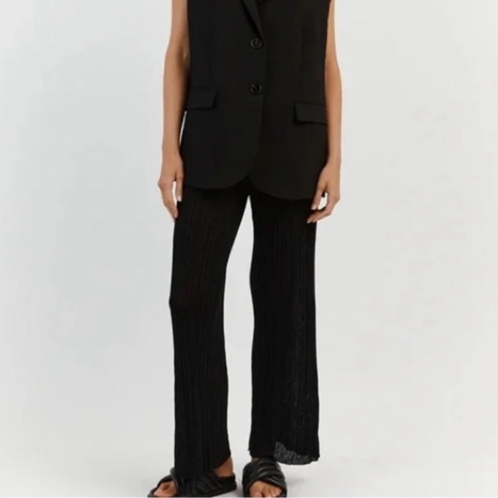 Dissh Harper Black Straight Leg Ribbed Pants